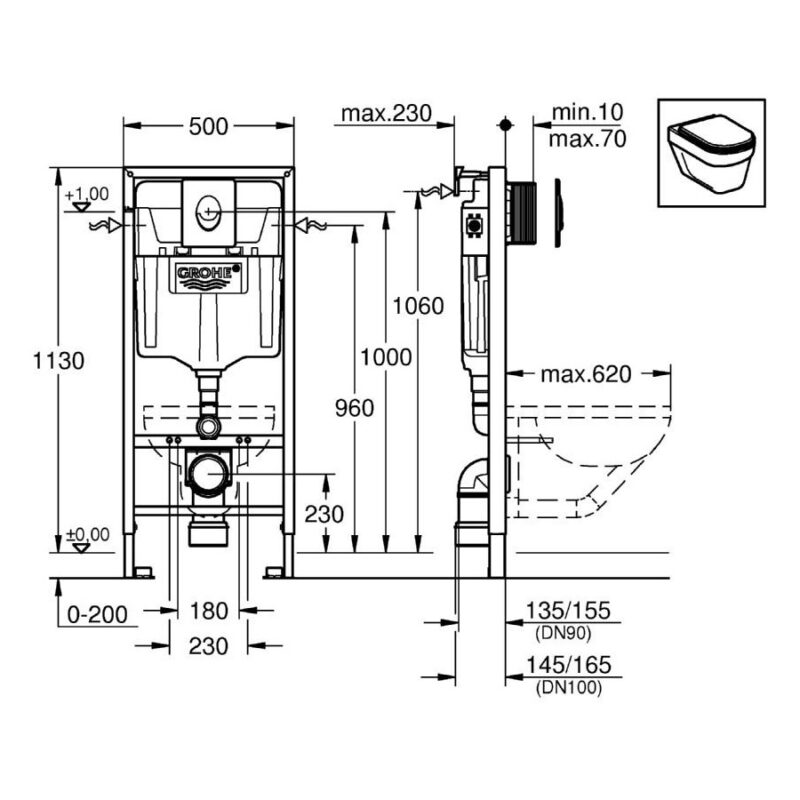 Grohe Rapid SL Skate Air 3 in 1 Set for WC 1.13m 38721