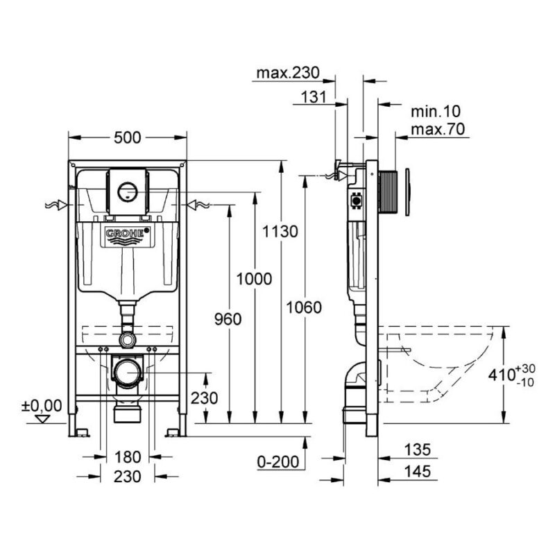 Grohe Rapid SL Nova Cosmopolitan 3 in 1 Set for WC 1.13m 38860