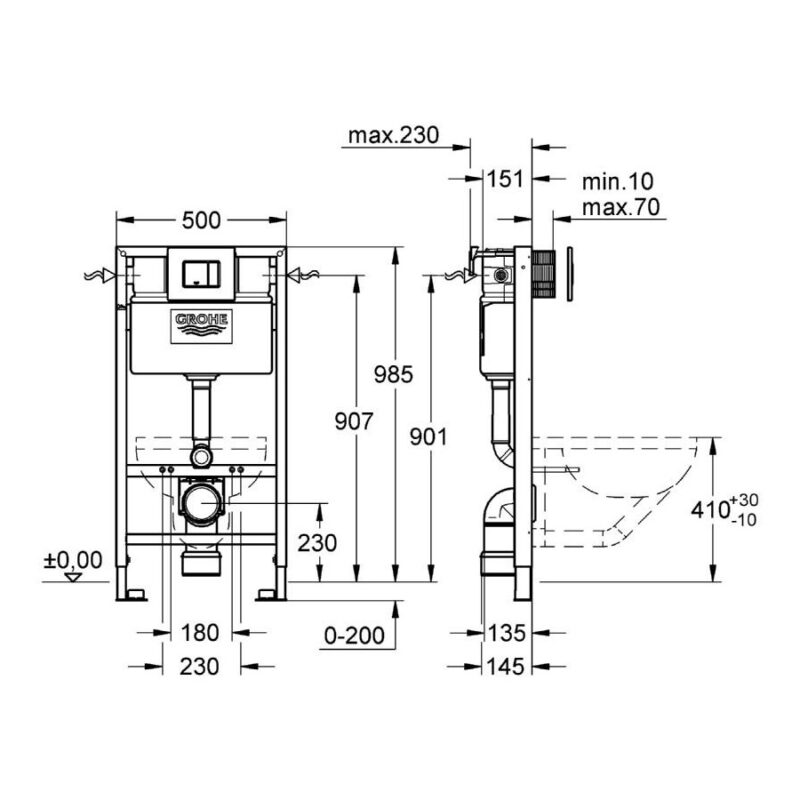 Grohe Rapid SL Skate Cosmopolitan 4 in 1 Set for WC 1.0m 38888