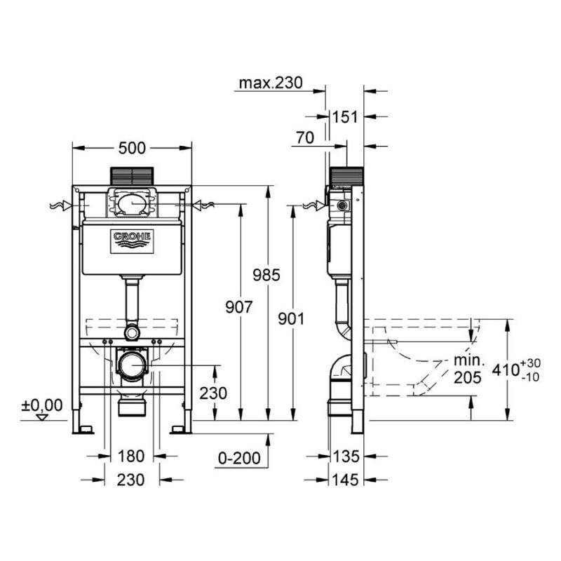 Grohe Rapid SL 2 in 1 Set for WC 1.0m 38947