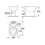 Grohe Bau Ceramic Floor Standing Close Coupled WC Pan 39349