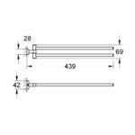 Grohe Essentials Cube Double Swivel Towel Bar 40624