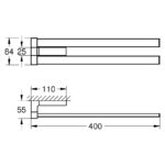 Grohe Selection Cube Double Towel Bar 40768 Chrome