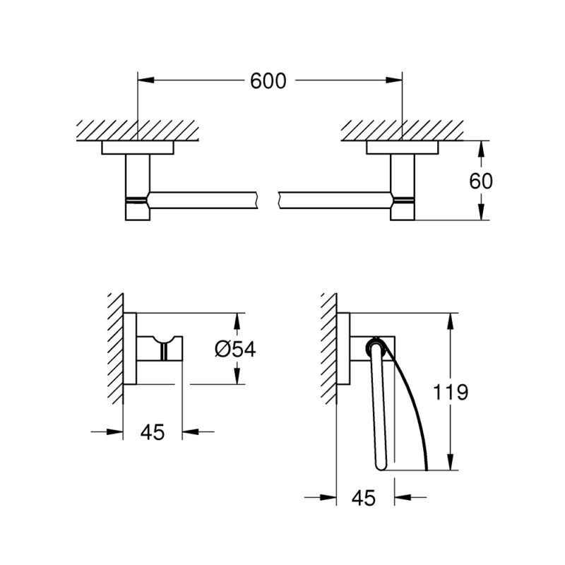 Grohe Essentials 3-in-1 Accessories Set 40775 Brushed Nickel