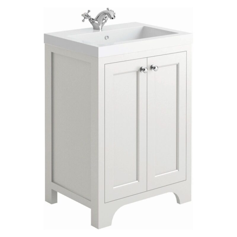 Harrogate Brunswick 600mm Arctic White Basin Unit & Basin Pack