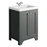 Harrogate Brunswick 600mm Spa Grey Basin Unit & Basin Pack