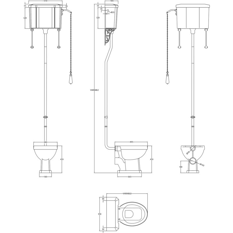 Harrogate High/Low Level WC Pan