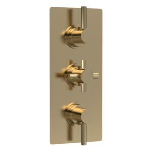 Hudson Reed Tec Pura Brushed Brass Triple Thermostatic Shower Valve