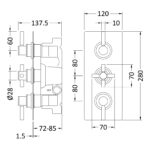 Hudson Reed Tec Pura Brushed Brass Triple Thermostatic Shower Valve