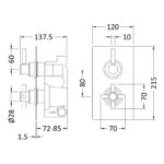 Hudson Reed Tec Pura Brushed Brass Twin Thermostatic Shower Valve