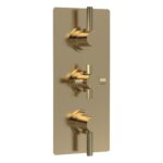 Hudson Reed Tec Pura Brushed Brass Triple Thermostatic Valve with Diverter