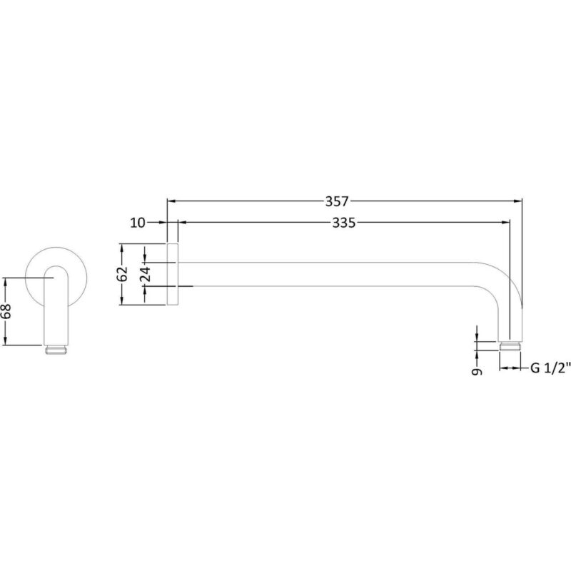 Hudson Reed Wall Mounted Straight Shower Arm
