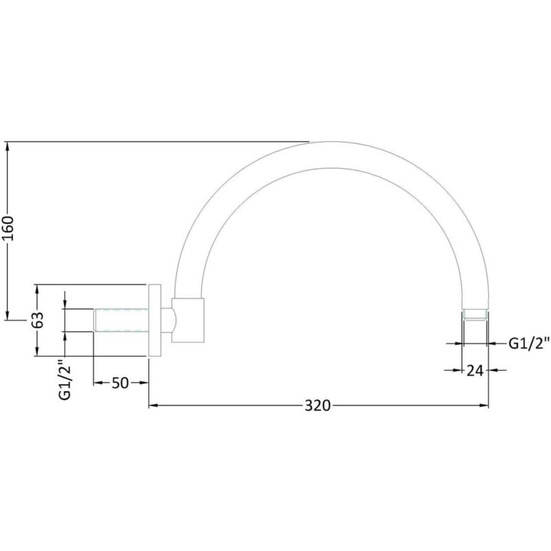 Hudson Reed Wall Mounted Curved Shower Arm