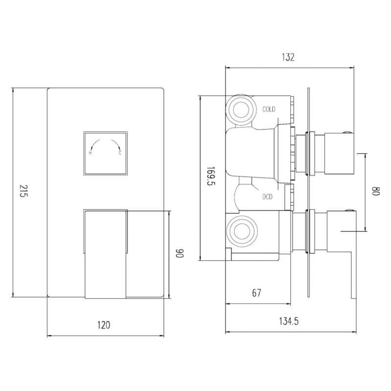 Hudson Reed Art Twin Thermostatic Shower Valve with Diverter