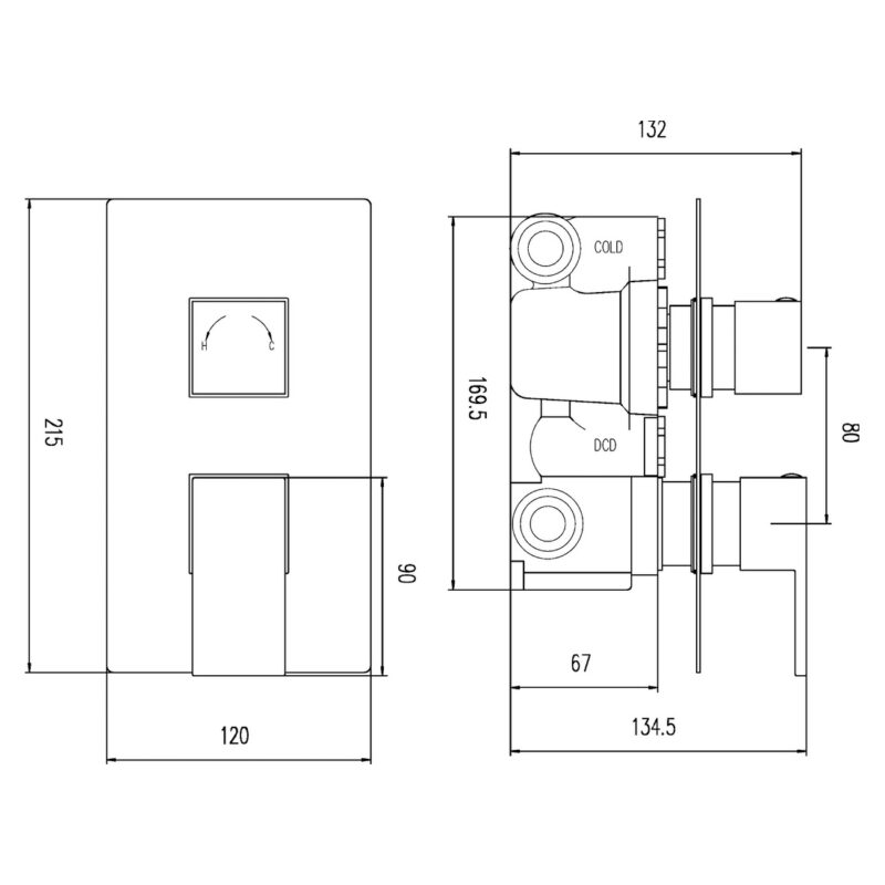 Hudson Reed Art Twin Themostatic Shower Valve