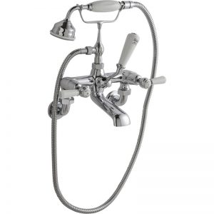 Hudson Reed White Topaz Lever Wall Bath Shower Mixer Dome