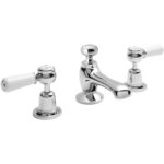 Hudson Reed White Topaz Lever 3 Hole Basin Mixer Tap