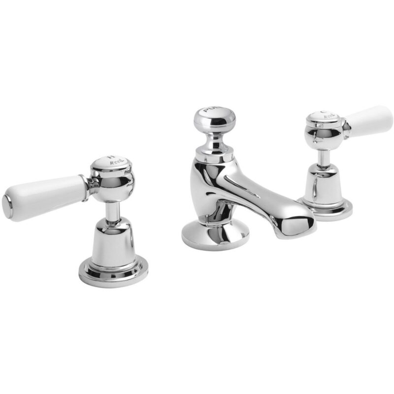 Hudson Reed White Topaz Lever 3 Hole Basin Mixer Tap Hudson Reed White Topaz Lever 3 Hole Basin Mixer Tap