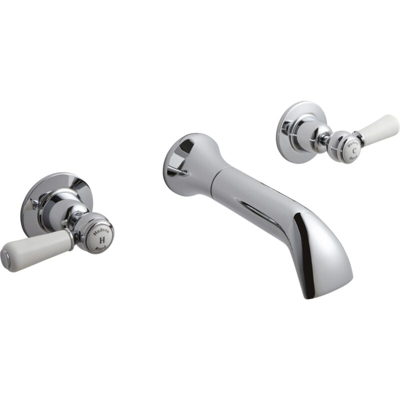 Hudson Reed White Topaz Lever Wall Bath Filler Dome