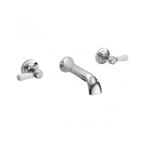 Hudson Reed White Topaz Lever Hex Wall Basin Mixer Tap Chrome/White