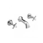 Hudson Reed Topaz Crosshead Hex Wall Basin Mixer Tap Chrome/White