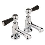 Hudson Reed Black Topaz Lever Basin Taps Dome