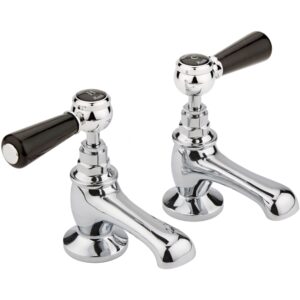 Hudson Reed Black Topaz Lever Basin Taps Hexagonal