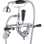 Hudson Reed Black Topaz Lever Wall Bath Shower Mixer Dome