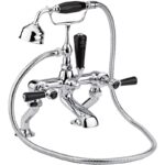 Hudson Reed Black Topaz Lever Bath Shower Mixer Hexagonal