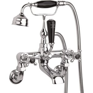 Hudson Reed Black Topaz Crosshead Wall Bath Shower Mixer Hex