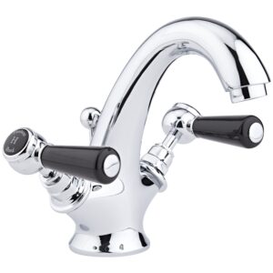 Hudson Reed Black Topaz Lever Mono Basin Mixer Hexagonal