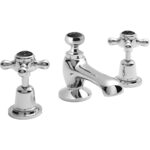 Hudson Reed Black Topaz Crosshead 3 Hole Basin Mixer Dome
