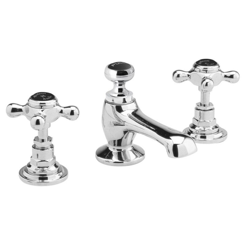 Hudson Reed Black Topaz Crosshead 3 Hole Basin Mixer Hexagonal Hudson Reed Black Topaz Crosshead 3 Hole Basin Mixer Hexagonal