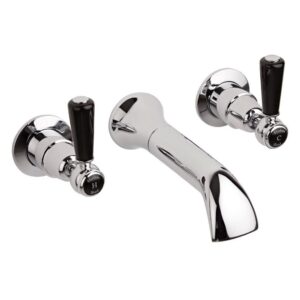 Hudson Reed Black Topaz Lever Wall Bath Filler Dome