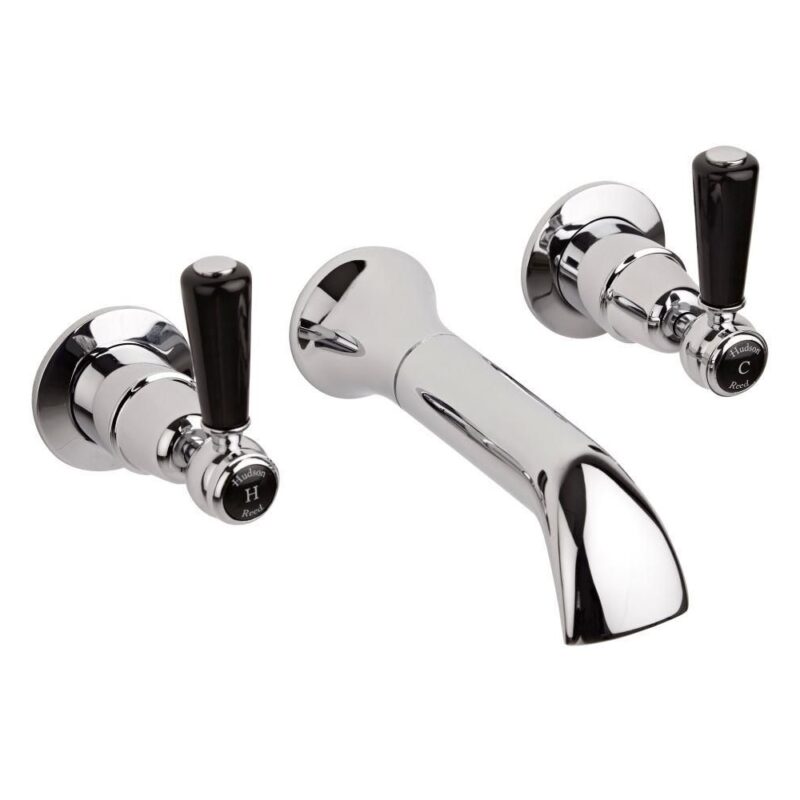 Hudson Reed Black Topaz Lever Wall Bath Filler Dome