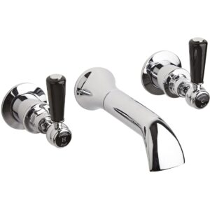 Hudson Reed Black Topaz Lever Bath Filler Hexagonal