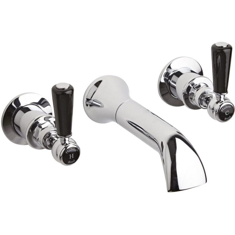Hudson Reed Black Topaz Lever Bath Filler Hexagonal