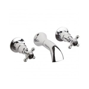 Hudson Reed Topaz Crosshead Dome Wall Basin Mixer Chrome/Black
