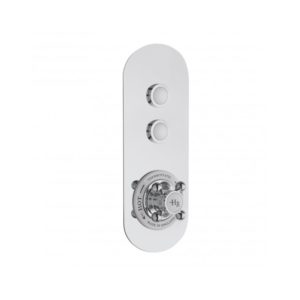 Hudson Reed Topaz Push Button Twin Outlet Shower Valve Chrome/White