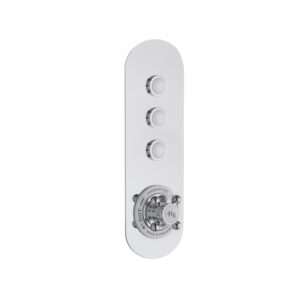 Hudson Reed Topaz Push Button Triple Outlet Shower Valve Chrome/White