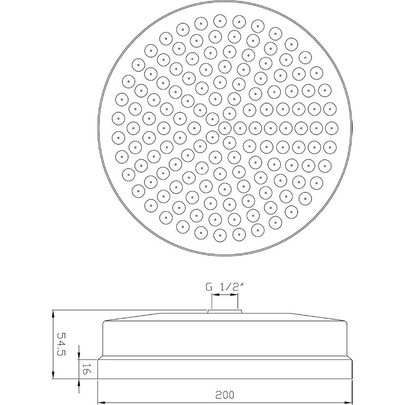 Hudson Reed Round Fixed Shower Head 200mm