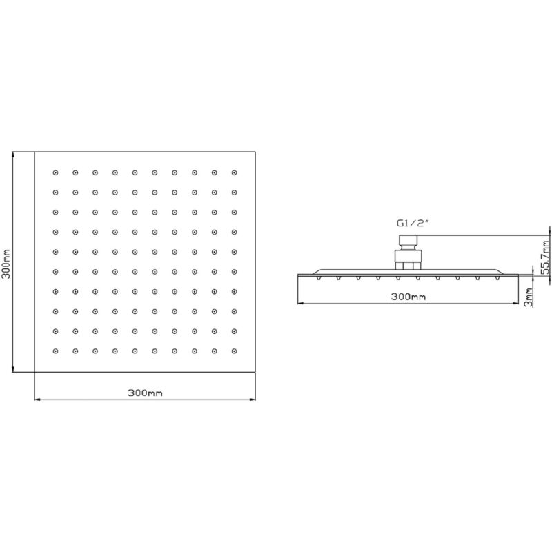 Hudson Reed Square Minimalist Fixed Shower Head 300mm
