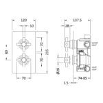 Hudson Reed Kristal Chrome Concealed Thermostatic Twin 3-Way Shower Valve