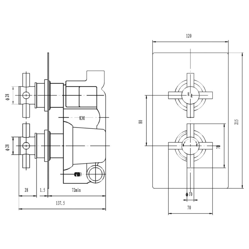 Hudson Reed Tec Crosshead Twin Shower Valve
