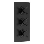 Hudson Reed Tec Matt Black Crosshead Triple Thermostatic Valve with Diverter