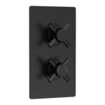 Hudson Reed Tec Matt Black Crosshead Twin Thermostatic Shower Valve