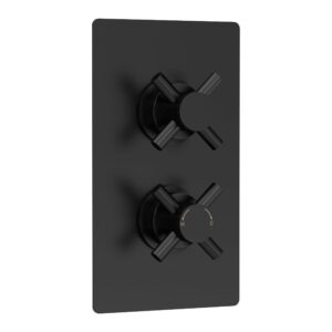 Hudson Reed Tec Matt Black Crosshead Twin Thermostatic Shower Valve