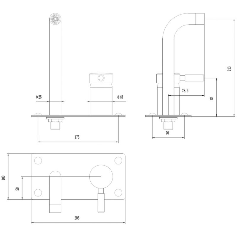 Hudson Reed Tec Single Lever Wall Mounted Basin/Bath Filler