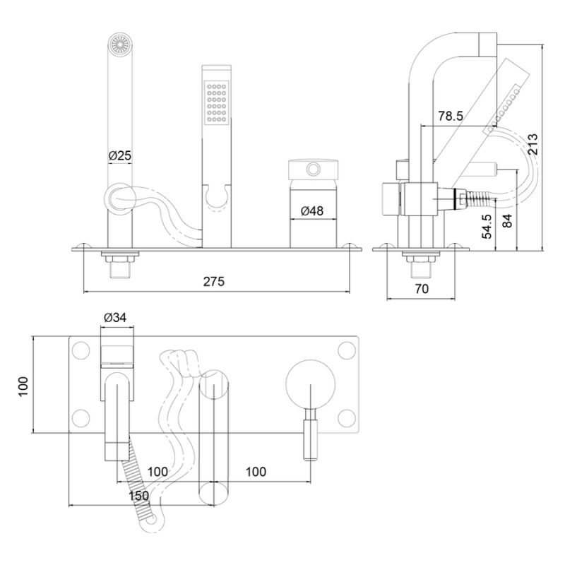 Hudson Reed Tec Single Lever Wall Mounted Bath Shower Mixer