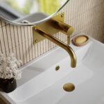 Hudson Reed Tec Brushed Brass Single Lever Wall Basin/Bath Filler